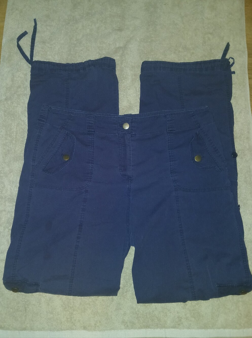 LEI Dark Navy Blue Cargo Pants w/ Multiple Pockets and Drawstrings, Size 32 W